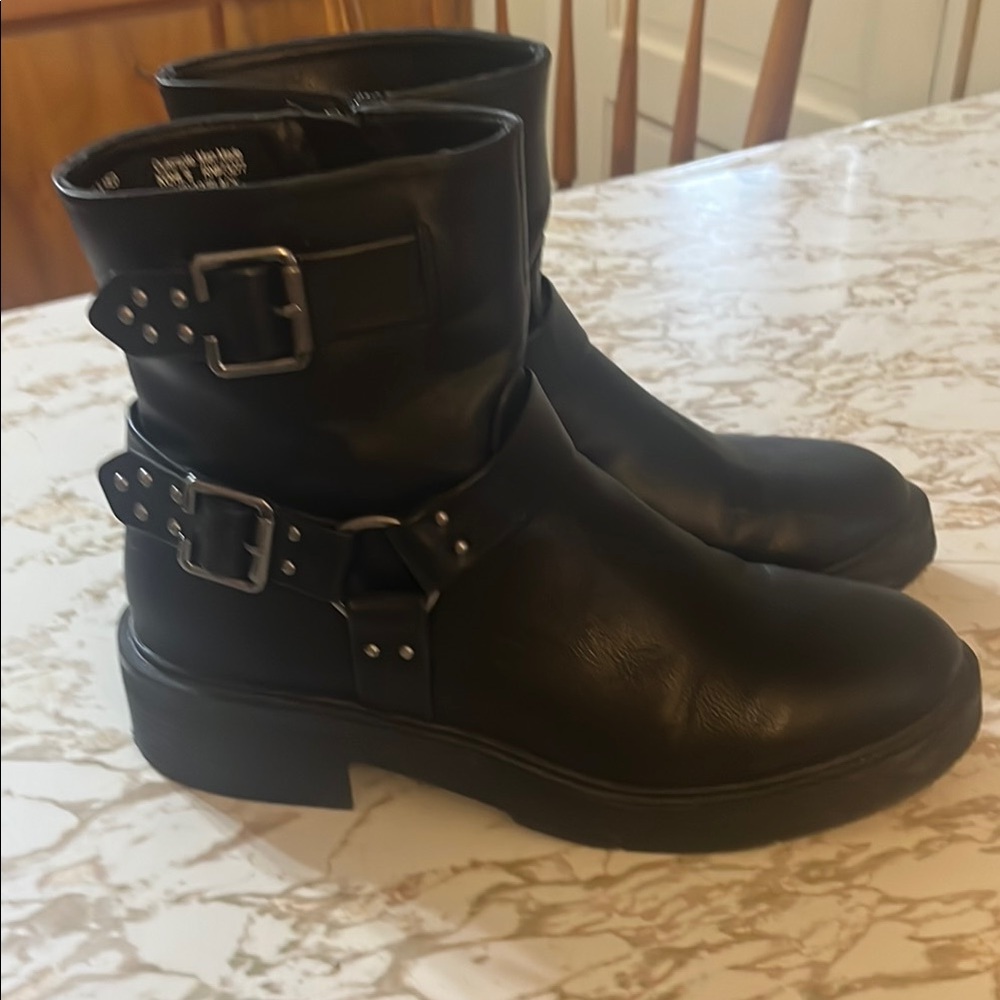Kohl's Black Moto Boots with Harness Details